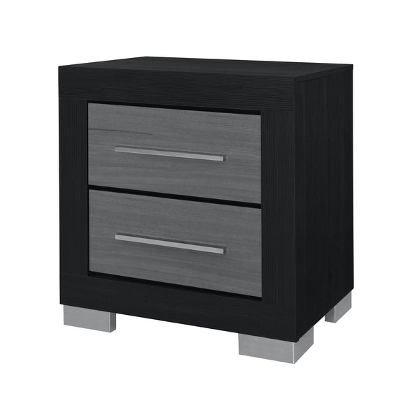 English Elm ELSA Two-Tone Black & Grey Nightstand with Solid Wood Frame, Bar Handles, Spacious Drawers, Block Legs B201P347331