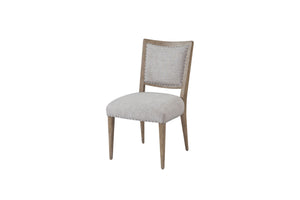English Elm Oversized Sand Side Dining Chair Set of 2 — Solid Wood Frame, Foam-Fill Polyester Upholstery, Web Seating B2699P224811