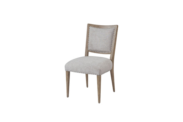 English Elm Oversized Sand Side Dining Chair Set of 2 — Solid Wood Frame, Foam-Fill Polyester Upholstery, Web Seating B2699P224811