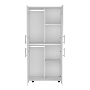 English Elm Armoire Melfa 71" H with 2 doors, 3 drawers and hanging rod for organized, elegant bedroom storage White 39 L x 23 W x 6 H B097S00123