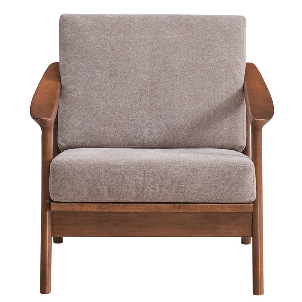 English Elm Light Brown Plush Accent Chair with Removable Cushion, Full Foam Comfort & Durable Rubberwood Frame B062S00568