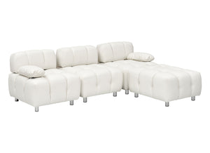 English Elm A 90.60-inch Leathaire Fabric White Sofa – Waterproof, Stain & Cat Scratch Resistant, Space-Saving Four-Seater W1658S00157