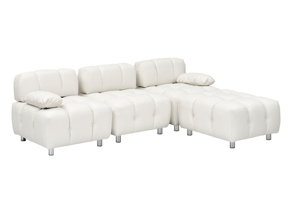 English Elm A 90.60-inch Leathaire Fabric White Sofa – Waterproof, Stain & Cat Scratch Resistant, Space-Saving Four-Seater W1658S00157