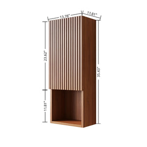 English Elm Mitch Wall Mounted Narrow Bathroom Cabinet Oak Woodgrain French Groove Door Storage W2615P376560