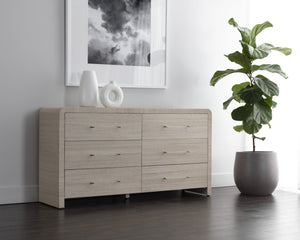 Sunpan ATHERTON Dresser - Sand Textured Storage Solution with Modern Style and Artisanal Character for Home 112285