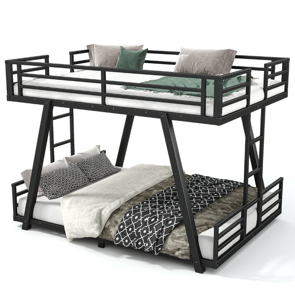 English Elm Twin Over Metal Bunk Bed with Led Lights Usb Ports Drawers and Sofa Conversion W5305S00054