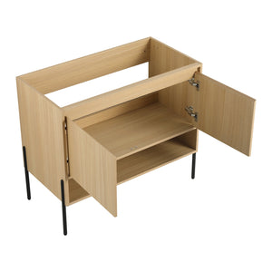 English Elm 36" Bathroom Vanity Combo With Resin Sink, Oak Finish, Stylish Storage & Easy Assembly For Modern Homes W1972S00009
