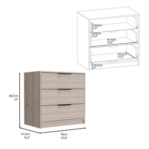 English Elm Dresser 3-Drawer Compact Storage Solution In Light Gray - Stylish, Versatile & Modern Design B097132976