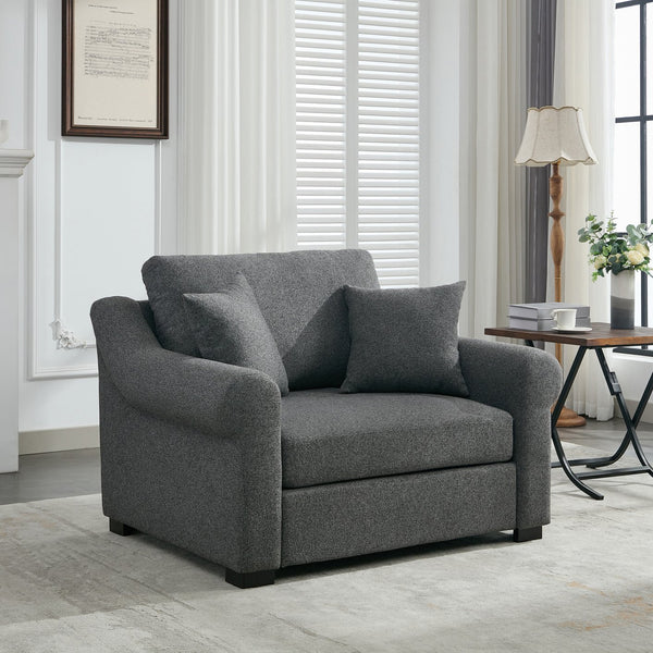 English Elm Modern Oversized Chenille Armchair with Wide Armrests, Removable Covers, Sturdy L-Shape Legs for Cozy Lounging Grey 38.5 L x 28 W x 15.75 H BS701P188662G