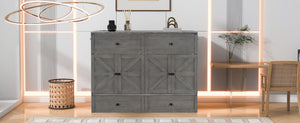 English Elm Full Size Murphy Bed Rattan Cabinet with Storage Drawers and Gold Hardware N708S00005AAE