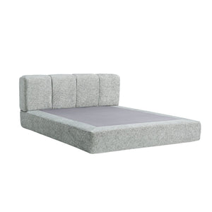English Elm Queen Chenille Upholstered Cloud Platform Bed No Assembly Low Profile Modern Foundation Grey+Brown W1765P448451