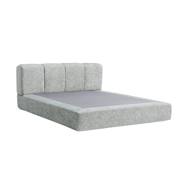 English Elm Queen Chenille Upholstered Cloud Platform Bed No Assembly Low Profile Modern Foundation Grey+Brown W1765P448451