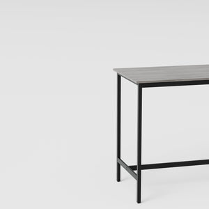 English Elm Bar Table Set With 4 Cushioned Stools, Grey Finish, Space-Saving Design For Modern Dining Areas W3361P323225