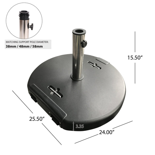 English Elm Christopher Knight Home® - MOTA Concrete Umbrella Base Round 132 lbs – Black, Stainless Steel Collar, Stable 13ft Support 62766.00BLK
