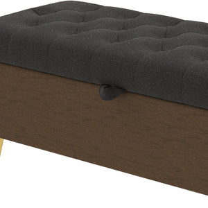 English Elm Modern Boucle Tufted Storage Ottoman Bench with Gold Legs for Bedroom or Entryway Grey N719P305620E