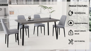 English Elm 55.12-70.87" Expandable Rectangular Dining Table Set With 4 Ergonomic Pu Chairs For Modern Spaces W2189S00394