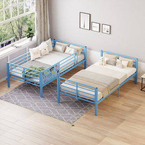 English Elm Metal Full Size Bunk Bed Convertible Steel Frame with Safety Guardrail for Kids W3752S00015