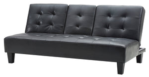 English Elm Richie G140-S Sofa Bed Black PU Faux Leather Convertible Sleeper with Cup Holders, Durable Frame B078108030
