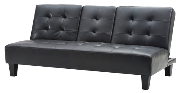 English Elm Richie G140-S Sofa Bed Black PU Faux Leather Convertible Sleeper with Cup Holders, Durable Frame B078108030