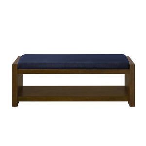 English Elm 47" Upholstered Storage Bench with Lower Shelf Padded Seat for Bedroom Entryway W2186P292101