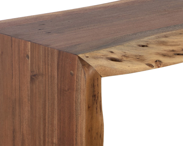 Sunpan Ridge Live Edge Bench - Captivating Solid Acacia Wood Design with Functional Bottom Shelf Storage Natural