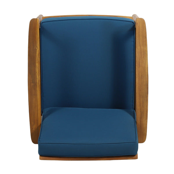 English Elm Christopher Knight Home® - Outdoor Acacia Wood Club Chair Teak with Dark Teal Cushion — Weather-Resistant, 400lb Capacity, Classic Slat Design 68624.00DT