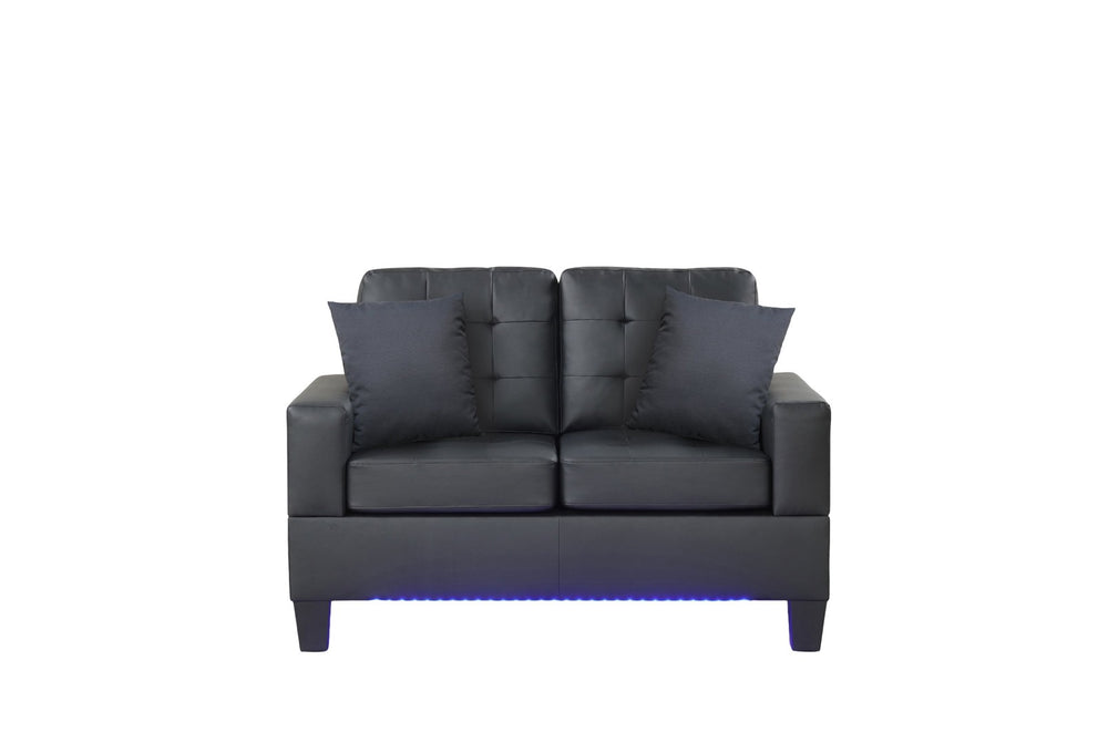 English Elm Gemma Tufted Pvc Loveseat with Led Ambient Glow Usb Port Modern Living Room B2749P413409