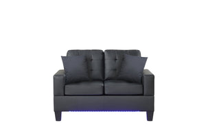 English Elm Gemma Tufted Pvc Loveseat with Led Ambient Glow Usb Port Modern Living Room B2749P413409