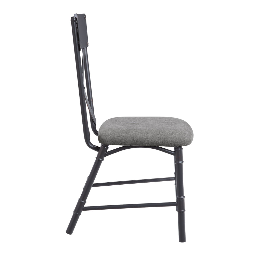 English Elm Grey Grey and Sandy Black Side Chair Set of 2 with X-Back, Industrial Metal Frame, Upholstered Seat Cushion B062P189188