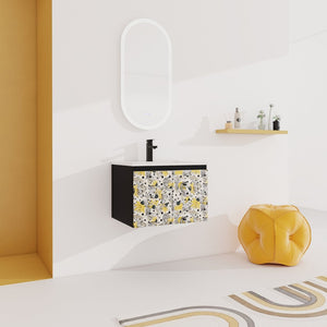 English Elm 24'' Floating Wall-Mounted Bathroom Vanity With Ceramic Sink, Soft-Close Doors & Modern Design P4 W999S00175-GIGA