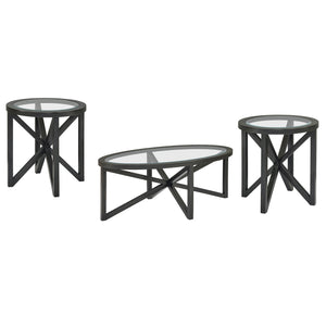 English Elm Modern Round Glass Coffee Table With Solid Wood Base – Sleek, Durable Design For Living Spaces W487P317845