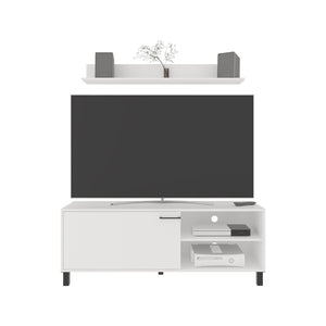 English Elm Bryce White Tv Stand with Cabinet Doors Open Shelving for Living Room Screens B070P337096