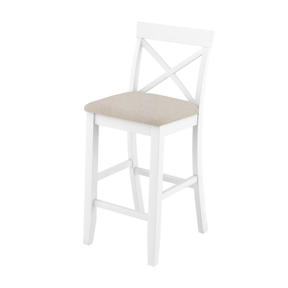 English Elm TOPMAX Farmhouse 48" Rectangular Wood Bar Height Dining Set with 2 Cushioned Chairs Space-Saving Appeal Cherry N717P195018K