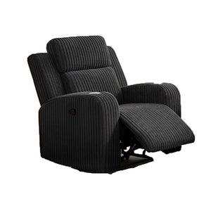 English Elm Recliner Chair Corduroy Upholstered with Bluetooth Speaker and Usb Charging for Living Room Black W3900P384915