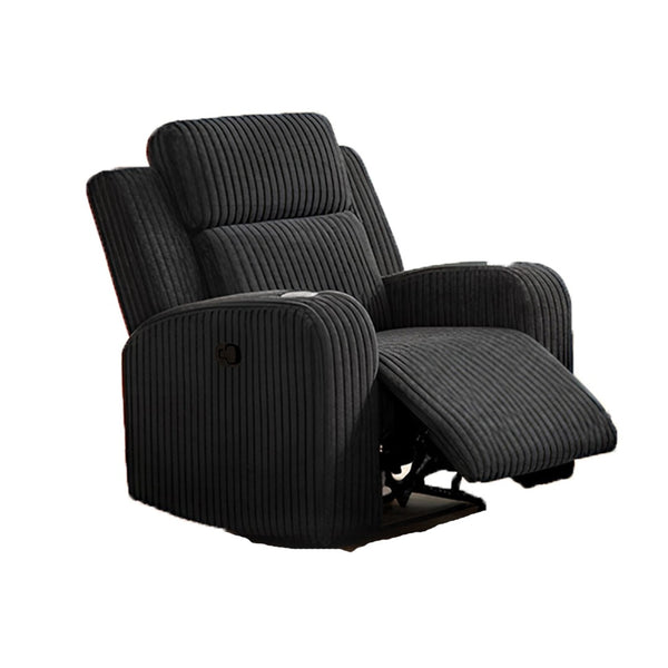 English Elm Recliner Chair Corduroy Upholstered with Bluetooth Speaker and Usb Charging for Living Room Black W3900P384915