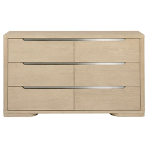 English Elm Mirador Six Drawer Elm Veneer Dresser with Brushed Nickel Pulls for Modern Bedrooms B062P447745