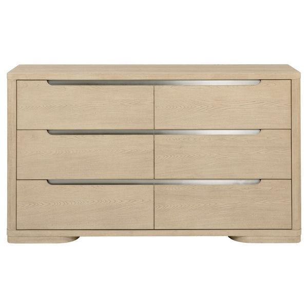 English Elm Mirador Six Drawer Elm Veneer Dresser with Brushed Nickel Pulls for Modern Bedrooms B062P447745