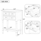 English Elm Trexm Narrow Console Table, Slim Sofa Table With Three Storage Drawers and Bottom Shelf (Black)