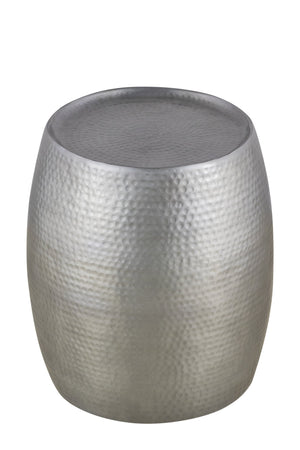 English Elm ET501 Hand-Hammered Drum End Table 21" Height — Textured Aluminum Accent Nightstand with Luxe Finish Silver B009P298419