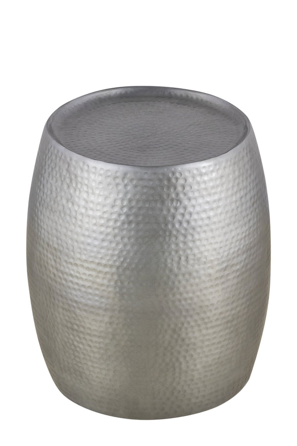 English Elm ET501 Hand-Hammered Drum End Table 21" Height — Textured Aluminum Accent Nightstand with Luxe Finish Silver B009P298419