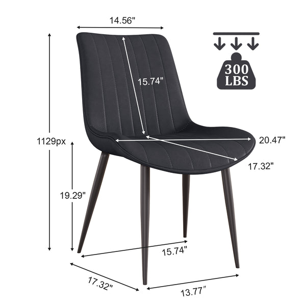 English Elm Black Pu Leather Dining Chairs Set Of 6 - Modern Armless Design For Kitchen, Restaurant & Office Use T3967P383849