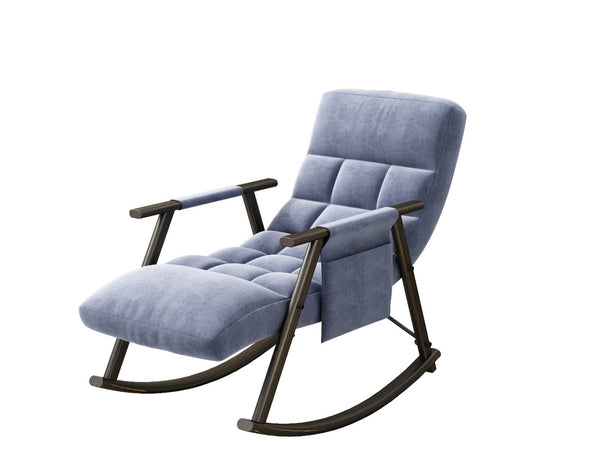 English Elm 42"l Folding Rocking Chair Iron Frame Cushioned High Back Adjustable Footrest Lounge W1669P163322