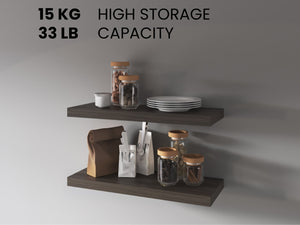 English Elm Fm Furniture Iva Modern Floating Shelves Set Of 2 In Sienna Oak – Stylish Storage & Display Solution B128P361097-GIGA
