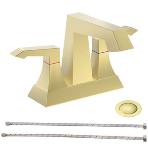 English Elm 2-Handle Modern Brushed Nickel Bathroom Faucet With Drain & Supply Kits, Durable & Easy Install T3177P277483