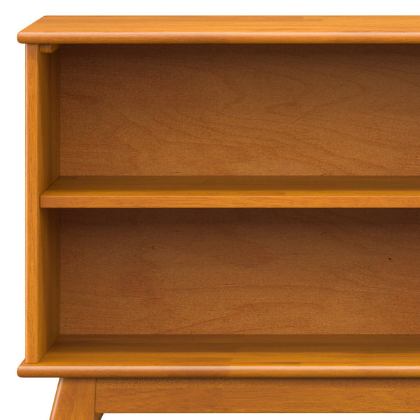 English Elm Draper Teak Low Bookcase – Solid Rubberwood, 4 Open Shelves, Mid-Century Tapered Legs, Anti-Tip B136P238603