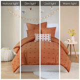 Urban Habitat Brooklyn Shabby Chic Cotton Jacquard Comforter Set with Euro Shams and Throw Pillows UH10-2494 Rust