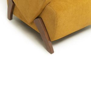 English Elm Lounge Accent Chair Velvet Upholstered Seat with Birch Legs for Compact Living Spaces Brown Yellow W2901P463462