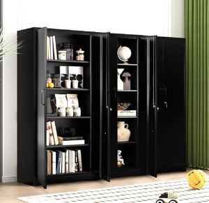 English Elm Container Furniture Direct Ironclad Steel Locking Cabinet with Adjustable Shelves for Garage Black B2735P461944