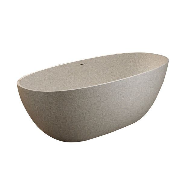 English Elm 71'' Resin Stone Freestanding Soaking Tub Sculptural Spa Bath with Polished Solid Surface W2753P425825