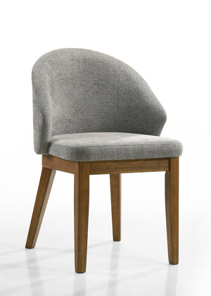 English Elm Andreo Barrel Back Upholstered Dining Chairs Set of 2 Gray Fabric Walnut Legs B2749P474510
